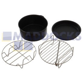 Genuine Original Tefal Moulinex Easy Fry 17cm XL Series Cake Mould, Pizza Tray, Kebab Grill & Metal Support Cooking Accessory Kit