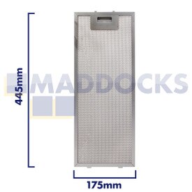 Uniwersalny filtr siatkowy do okapu kuchennego, długość boku uchwytu 175mm, długość boku zwykłego 445mm, pasuje do BSH, Elica