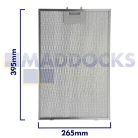 Uniwersalny filtr siatkowy do okapu kuchennego, długość boku uchwytu 265mm, długość boku zwykłego 395mm, pasuje do BSH