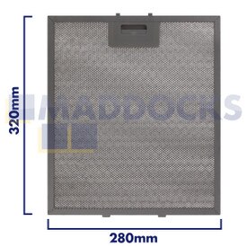 Uniwersalny filtr siatkowy do okapu kuchennego, długość boku uchwytu 280mm, długość boku zwykłego 320mm, pasuje do BSH