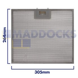 Uniwersalny filtr siatkowy do okapu kuchennego, długość boku uchwytu 305 mm, długość boku zwykłego 264 mm, pasuje do BSH
