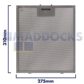 Uniwersalny filtr siatkowy do okapu kuchennego, długość boku uchwytu 275 mm, długość boku zwykłego 310 mm, pasuje do BSH