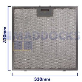 Uniwersalny filtr siatkowy do okapu kuchennego, długość boku uchwytu 330mm, długość boku zwykłego 320mm, pasuje do BSH