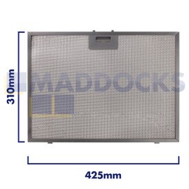 Uniwersalny filtr siatkowy do okapu kuchennego, długość boku uchwytu 425mm, długość boku zwykłego 310mm, pasuje do BSH