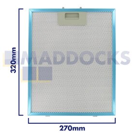 Uniwersalny filtr siatkowy do okapu kuchennego, długość boku uchwytu 270mm, długość boku gładkiego 320mm, pasuje do Baumatic, pieców, dzwonków, New World