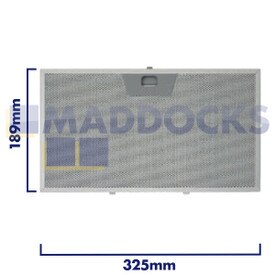 Universal Wire Mesh Cooker Hood Filter, Handle Side Length 325mm, Plain Side Length 189mm, fits Faber, Franke