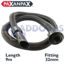 Uniwersalny czarny wąż przedłużający Numatic do odkurzacza (kompatybilny z 32 mm, rozciąga się do 9 m)