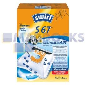 No Longer Available. Order 46-VB-351 [Compatible Swirl 'S67' Type for Bosch Siemens 'Type D,E,F,G,H' Activa, Alpha, Kids & Fun, Super VS Series SMS Bags & Filter Kit (Pack of 4+1)]