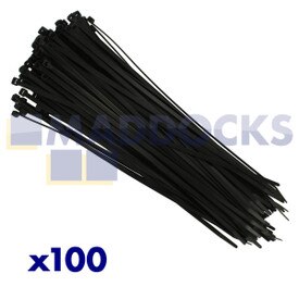 Uniwersalne czarne plastikowe opaski kablowe (300 mm x 4,8 mm, opakowanie 100 sztuk)