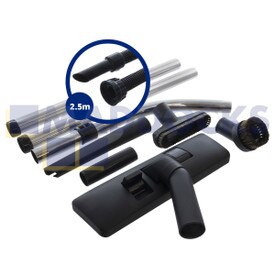 Kompatybilny Deluxe do zestawu narzędzi Numatic w stylu „A1 Style” z wysokiej jakości elastycznym wężem o długości 2,5 m, szczotką do odkurzania z włosia końskiego i dyszą podłogową 300 mm (32 mm)